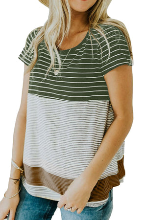 Green Striped Colorblock Top Green Striped Colorblock Top