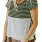 Green Striped Colorblock Top