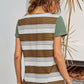 Green Striped Colorblock Top