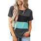 Grey Color Block T-Shirt with Knot