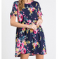 Floral Dress with Tie Detail on Sleeve and Side Pockets